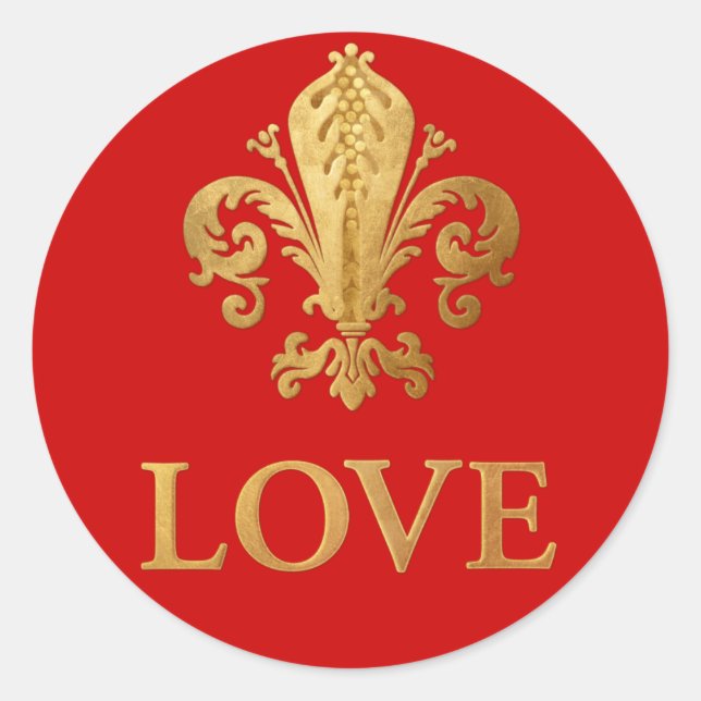 Fleur-de-lis-Liebe Runder Aufkleber (Vorderseite)