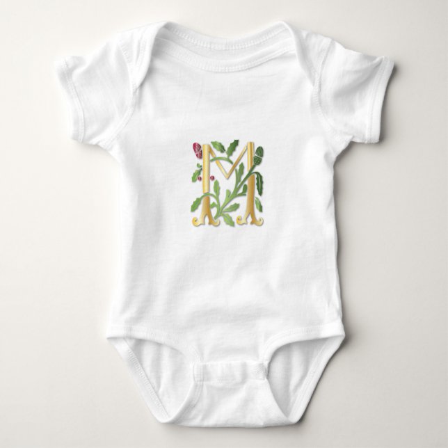 Fleur-de-lis M Monogramm Baby Strampler (Vorderseite)