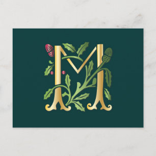 Fleur-de-lis M Monogramm Postkarte