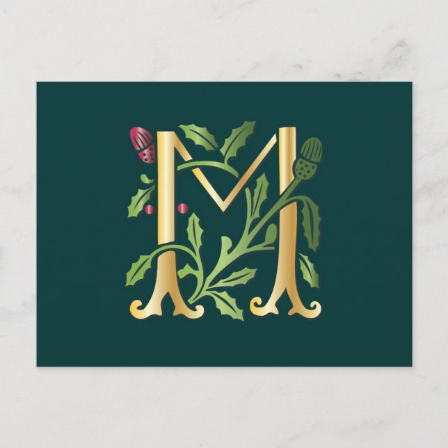 Fleur-de-lis M Monogramm Postkarte (Vorderseite)