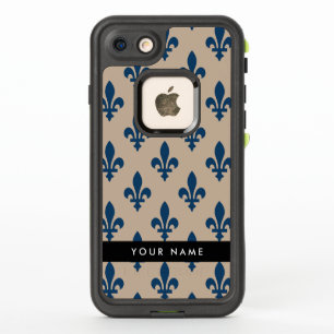 Fleur de Lis, Marineblau auf Beige, Royal, Ihr Nam