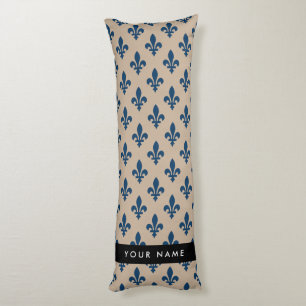 Fleur de Lis, Marineblau auf Beige, Royal, Ihr Nam Seitenschläferkissen