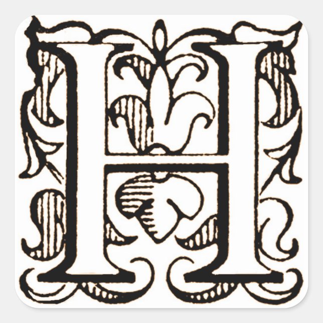 Fleur de Lis Monogramm 'H' - Aufkleber (Vorderseite)