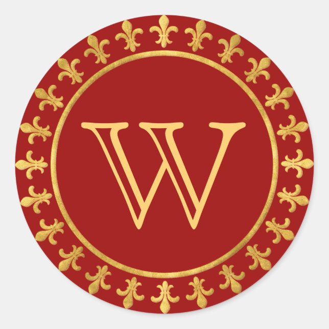 Fleur-de-lis-Monogramm Runder Aufkleber (Vorderseite)