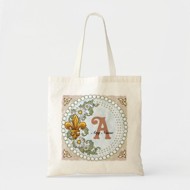 Fleur De Lis Monogramm  Tragetasche (Vorne)