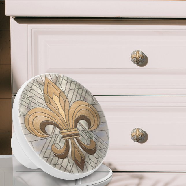 Fleur-de-lis - Mosaikkunst aus Glas Keramikknauf (Von Creator hochgeladen)