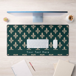 Fleur de Lis Motif, Français, Royal, Crème, Vert