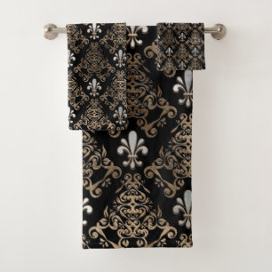 Fleur de lis motif perle et or