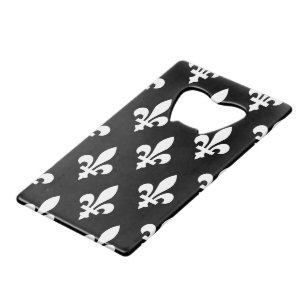 Fleur de Lis Motif, Royal French, Blanc sur Noir