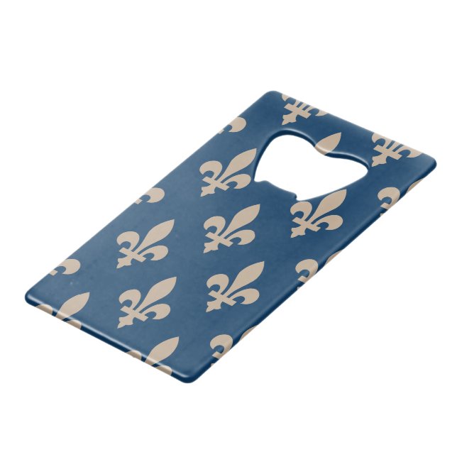 Fleur de Lis Motif, Royal French, Crème sur Blue (Devant Angle)