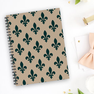 Fleur de Lis Motif, Royal French Green on Cream