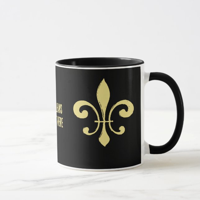 Fleur de Lis Mug noir et or qui dort (Droite)