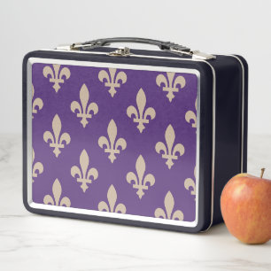 Fleur-de-Lis-Muster, königliche französische Creme Metall Brotdose