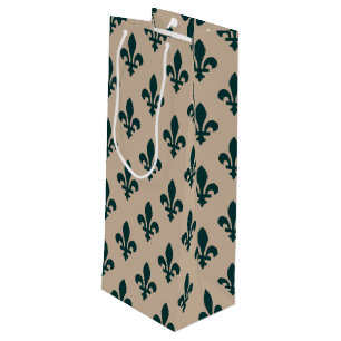 Fleur-de-Lis-Muster, königliches französisches Grü Geschenktüte Für Weinflaschen