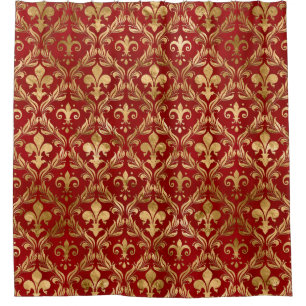 Fleur-de-lis-Muster luxuriös rot Duschvorhang