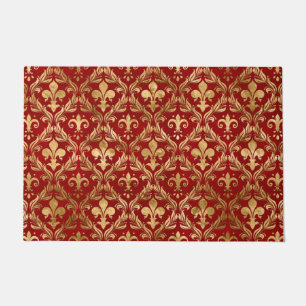 Fleur-de-lis-Muster luxuriös rot Fußmatte