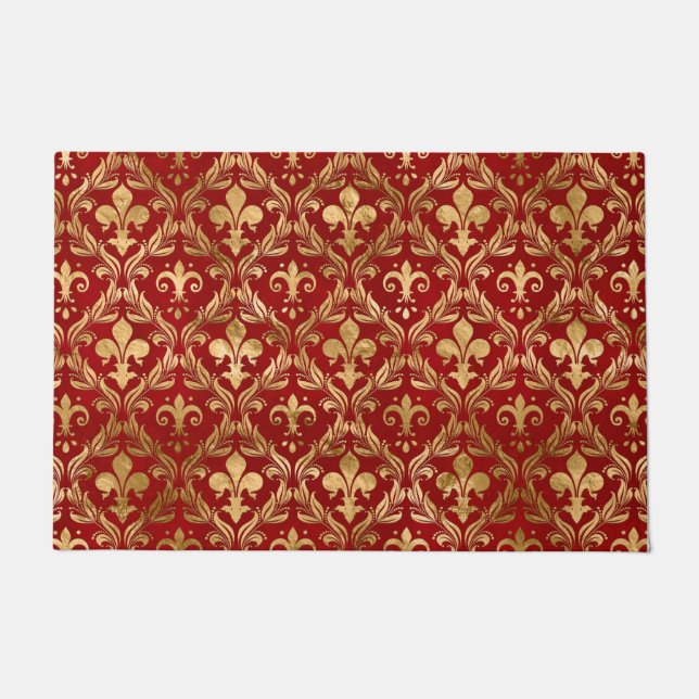 Fleur-de-lis-Muster luxuriös rot Fußmatte (Vorderseite)