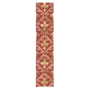 Fleur-de-lis-Muster luxuriös rot Kurzer Tischläufer