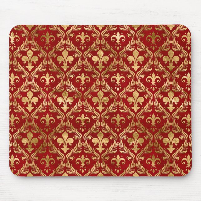 Fleur-de-lis-Muster luxuriös rot Mousepad (Vorne)
