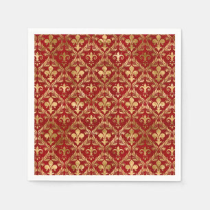 Fleur-de-lis-Muster luxuriös rot Serviette