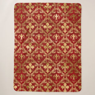 Fleur-de-lis-Muster luxuriös rot Sherpadecke