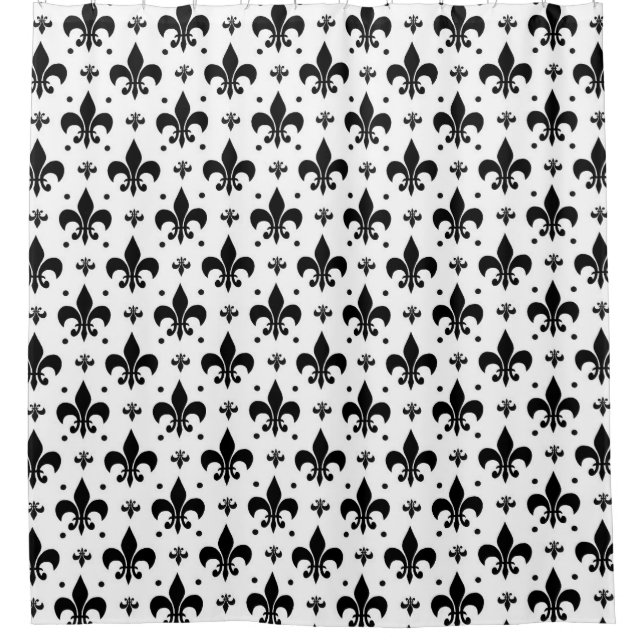 Fleur-de-lis-Muster mit weißem Hintergrund Duschvorhang (Vorderseite)