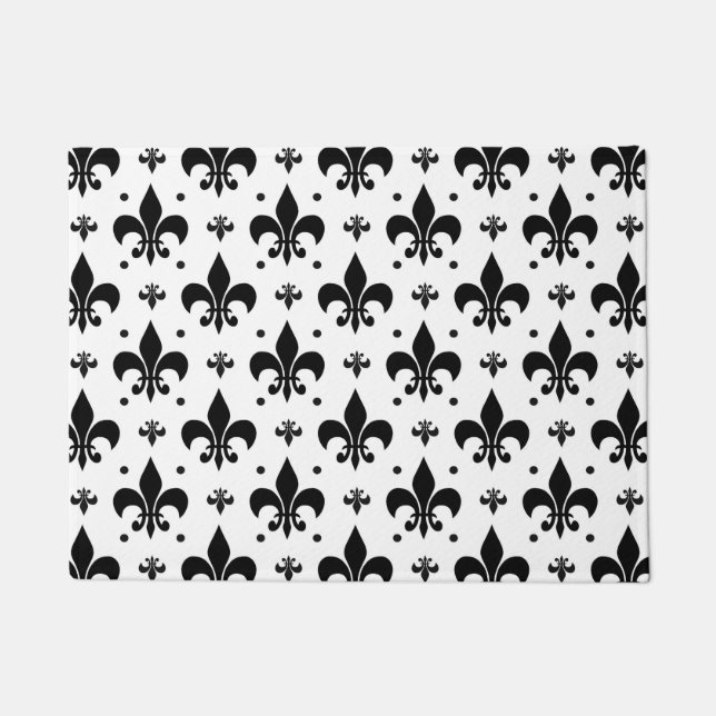 Fleur-de-lis-Muster mit weißem Hintergrund Fußmatte (Vorderseite)