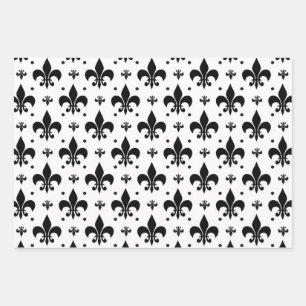 Fleur-de-lis-Muster mit weißem Hintergrund Geschenkpapier Set