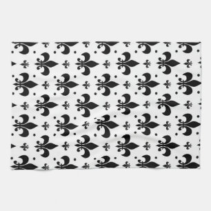 Fleur-de-lis-Muster mit weißem Hintergrund Geschirrtuch
