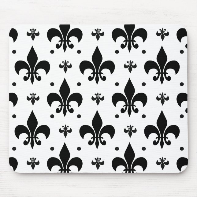 Fleur-de-lis-Muster mit weißem Hintergrund Mousepad (Vorne)