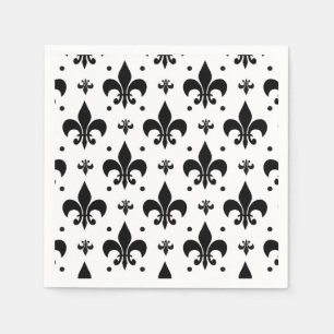 Fleur-de-lis-Muster mit weißem Hintergrund Serviette