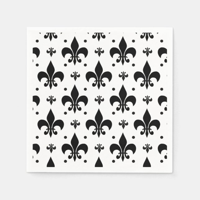 Fleur-de-lis-Muster mit weißem Hintergrund Serviette (Vorderseite)