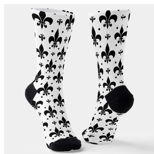 Fleur-de-lis-Muster mit weißem Hintergrund Socken (Von Creator hochgeladen)