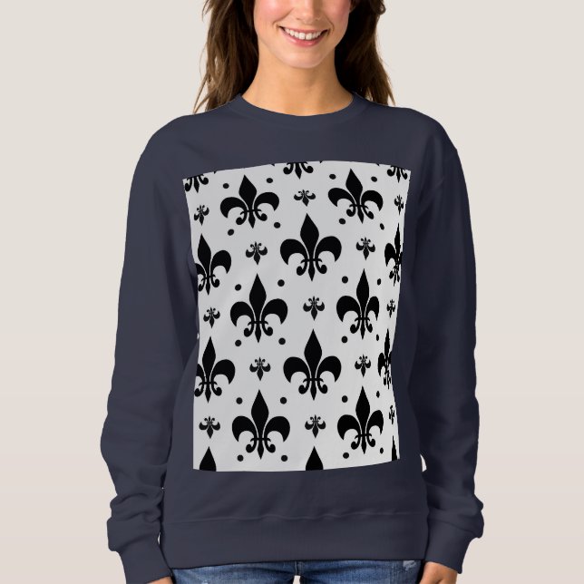 Fleur-de-lis-Muster mit weißem Hintergrund Sweatshirt (Vorderseite)