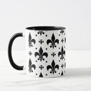 Fleur-de-lis-Muster mit weißem Hintergrund Tasse