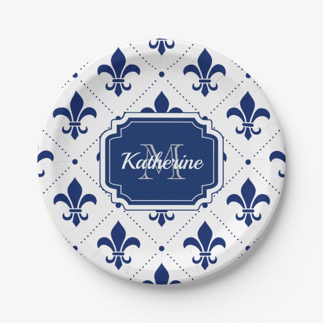 Fleur-de-lis-Muster Pappteller (Vorderseite)