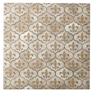 Fleur-de-lis-Muster Perl und Gold Fliese