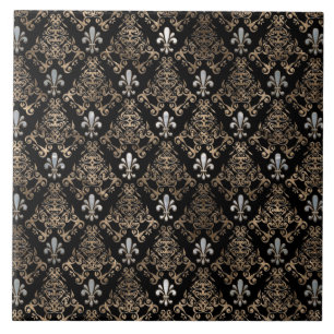 Fleur-de-lis-Muster Perl und Gold Fliese