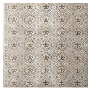 Fleur-de-lis-Muster Perl und Gold Fliese