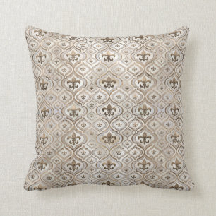 Fleur-de-lis-Muster Perl und Gold Kissen