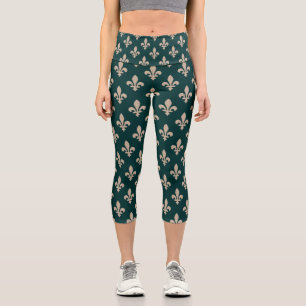 Fleur-de-Lis-Muster, royale französische Creme auf Capri Leggings
