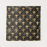 Fleur-de-lis-Muster Schwarzer Marmor und Gold