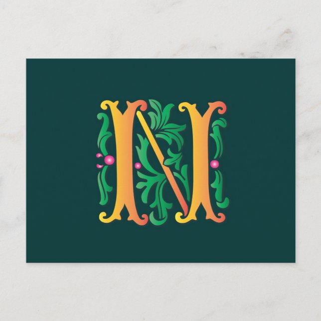 Fleur-de-lis-N-Monogramm Postkarte (Vorderseite)