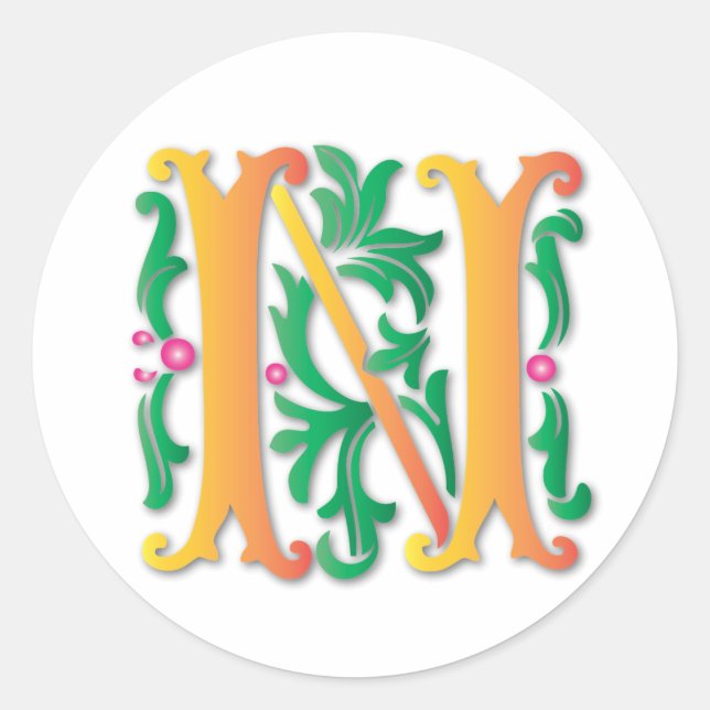 Fleur-de-lis-N-Monogramm Runder Aufkleber (Vorderseite)