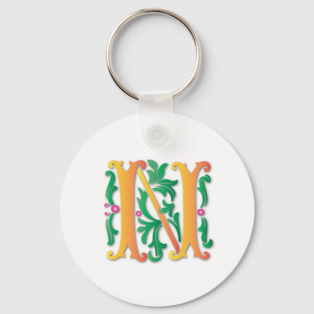 Fleur-de-lis-N-Monogramm Schlüsselanhänger (Vorderseite)