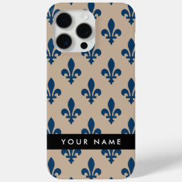 Fleur de Lis, Navy Blue on Beige, Royal, Your Name Case-Mate iPhone Hülle