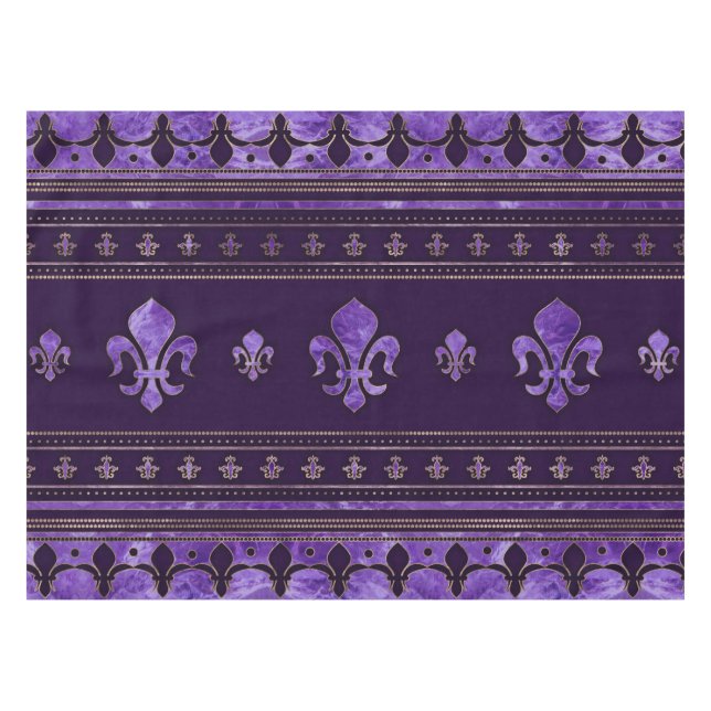 Fleur-de-lis-Ornament Amethyst lila Tischdecke (Vorderseite (Horizontal))