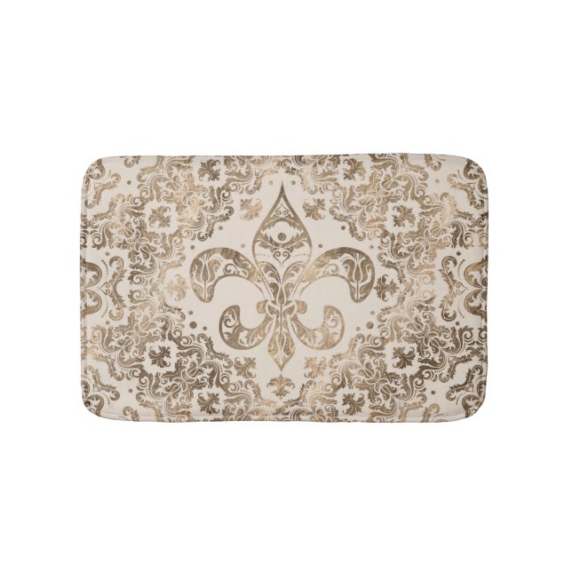 Fleur-de-lis-Ornament - Pastellgold Badematte (Vorderseite)