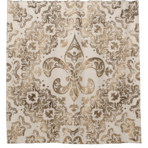 Fleur-de-lis-Ornament - Pastellgold Duschvorhang