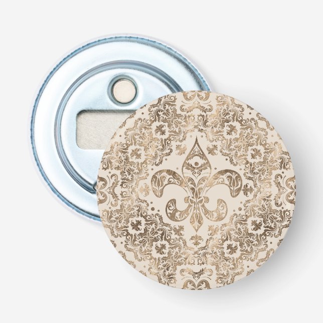Fleur-de-lis-Ornament - Pastellgold Flaschenöffner (Vorderseite)